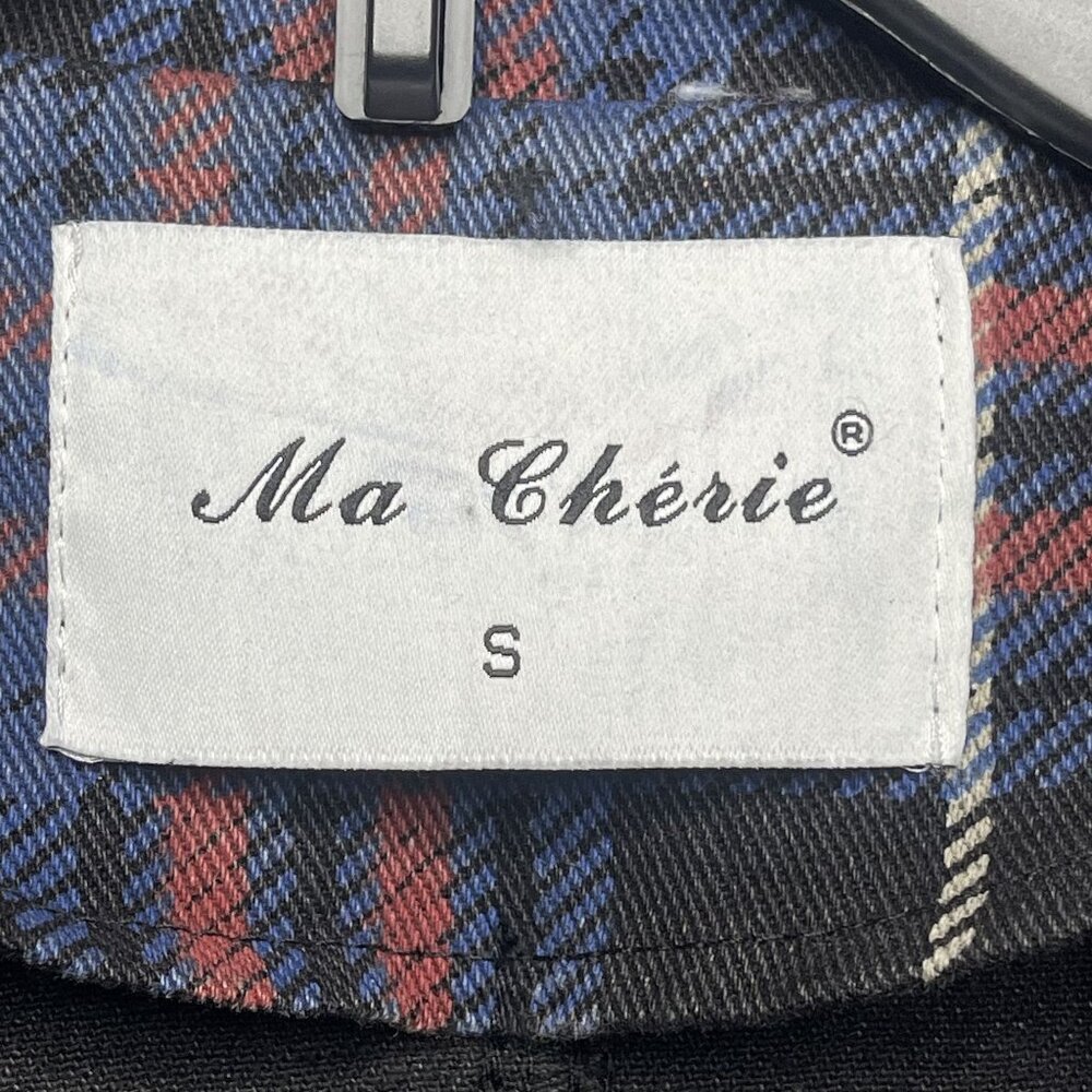 Coat Art Ma Cherie Denim Graffiti Boho Gypsie Plaid Coat Sz Small - Picture 2 of 7